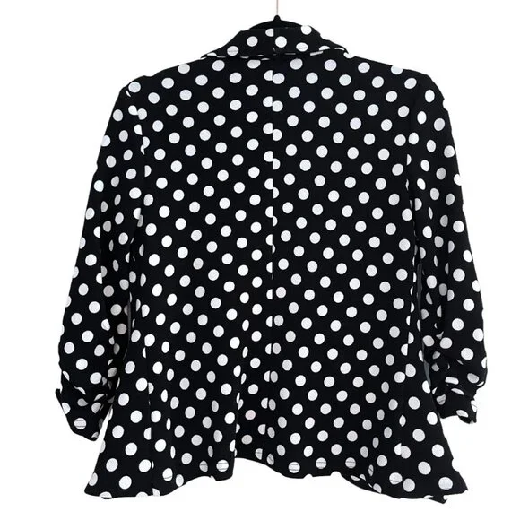 V&X Black & White Polka Dot Blazer 3/4 Sleeve Size Small - Picture 3 of 4